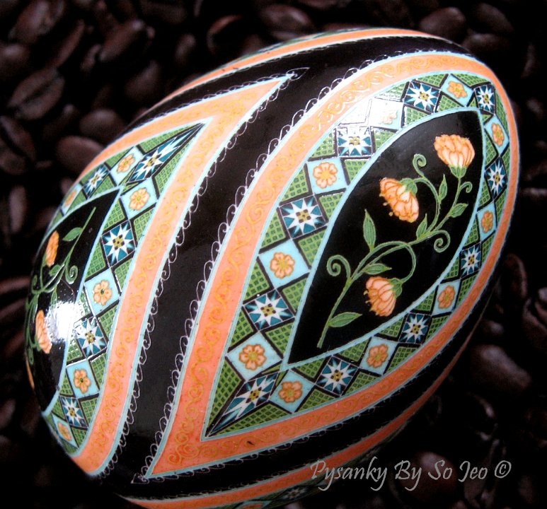 Peach Posy Ukrianian Easter Egg Pysanky By So Jeo